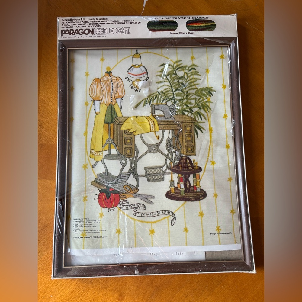Vintage Paragon 1980 Needlecraft Kit W/ Frame 11"x14" 0428 A Stitch in Time